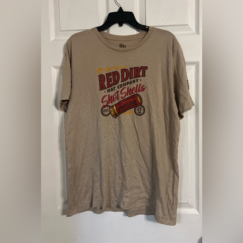 Red dirt hat company men’s tan short sleeve graphic print tshirt size xl